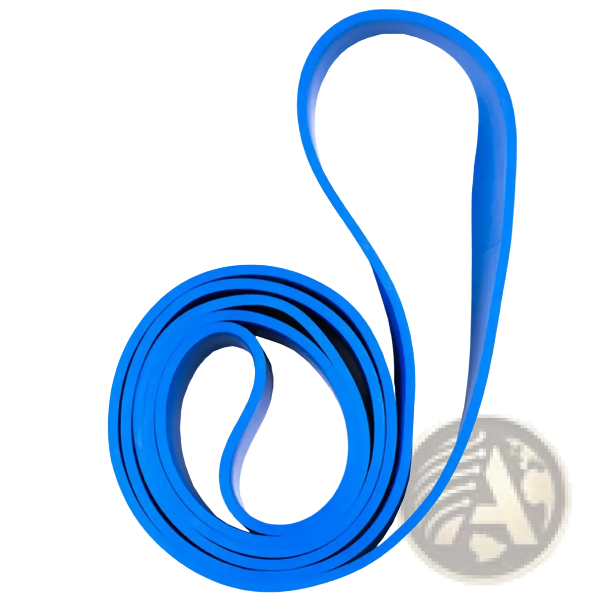 Bright blue smooth and flexible resistance band with consistent width for fitness and training use