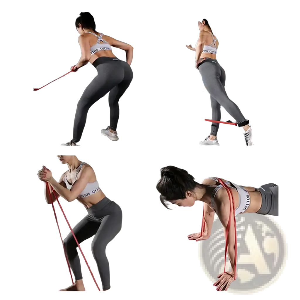 Red resistance band made of durable latex for fitness and training in a resistance bands set product image