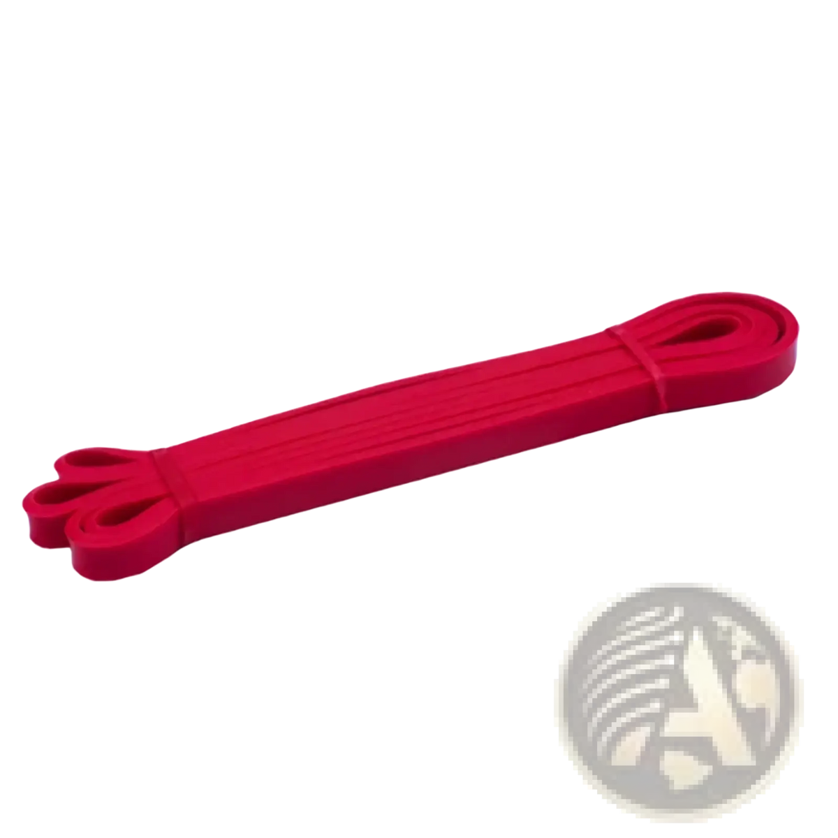 Bright red resistance band made of smooth elastic rubber for fitness and training use in a resistance bands set