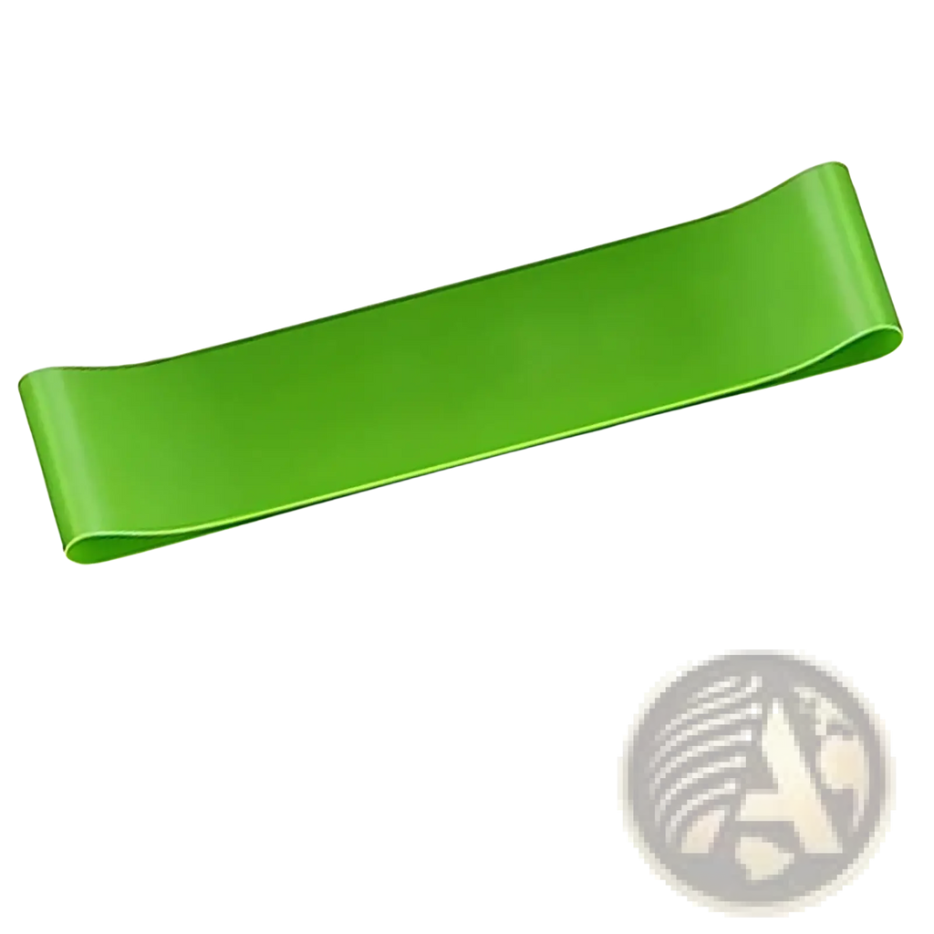 Bright green elastic resistance band made of durable latex for fitness yoga and stretching exercises