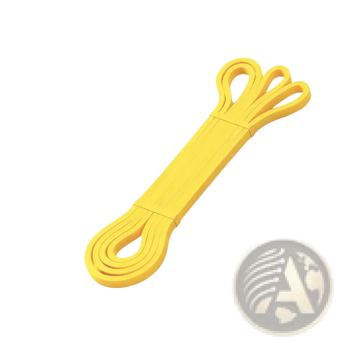 Bright yellow resistance band made of durable material for fitness and yoga training with 5 to 10 pounds resistance
