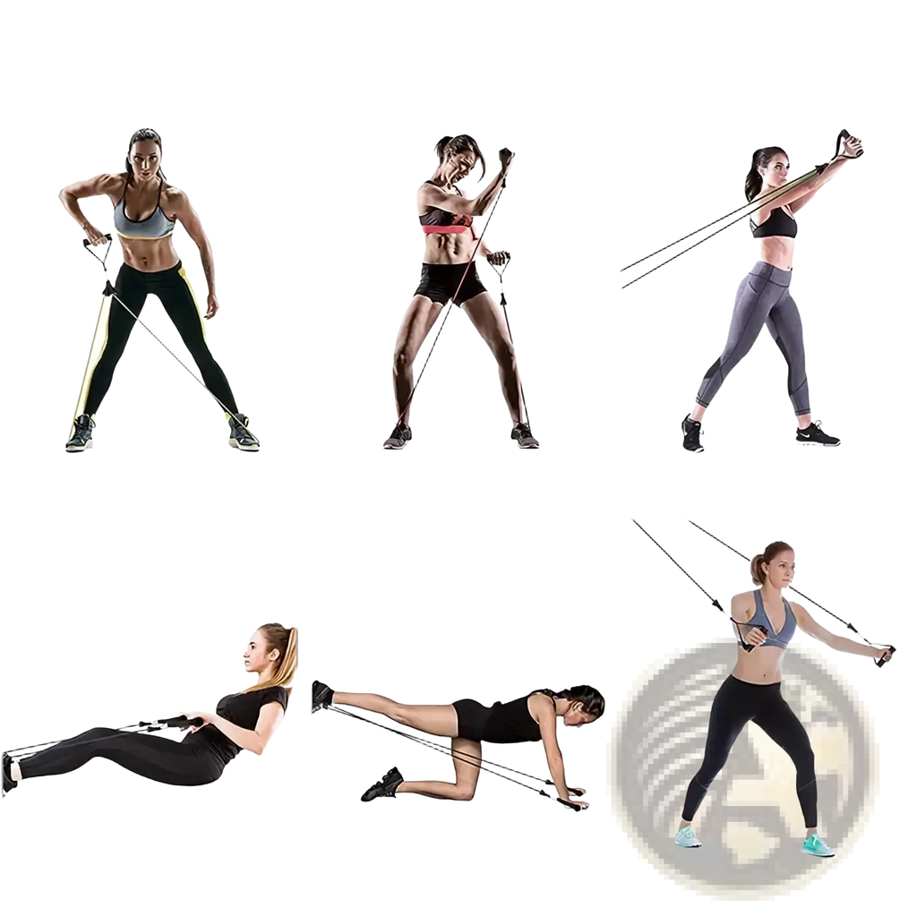 Black resistance band with handles made of durable material for full-body home workout fitness training