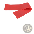 Red heavy-duty rubber resistance band with smooth texture and durable construction for workout and fitness use