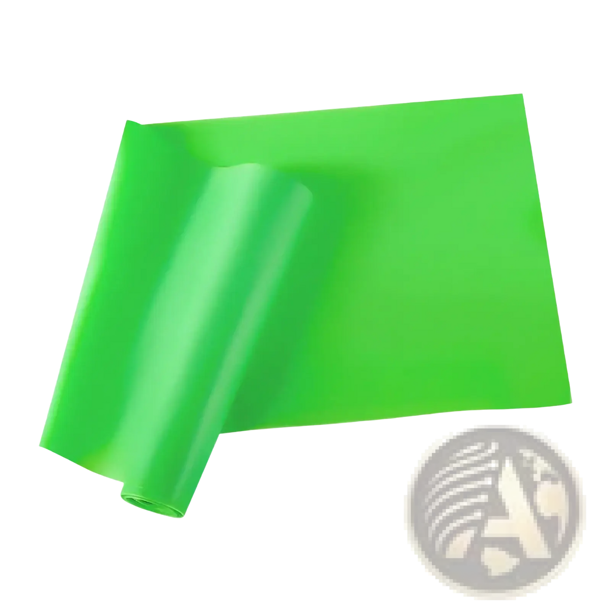 Bright green rubber resistance band 1500mm by 150mm for working out fitness exercise use