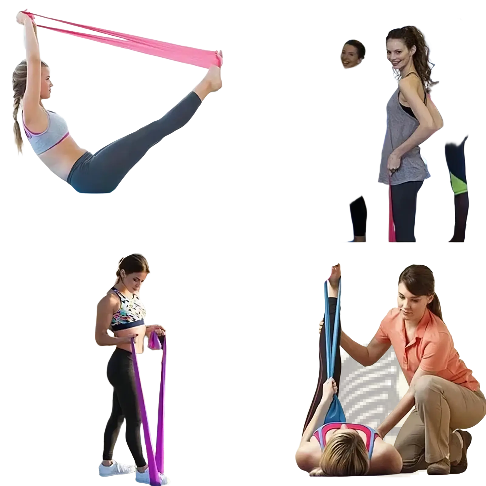 Pink resistance band made of durable latex for workout fitness exercise and strength training