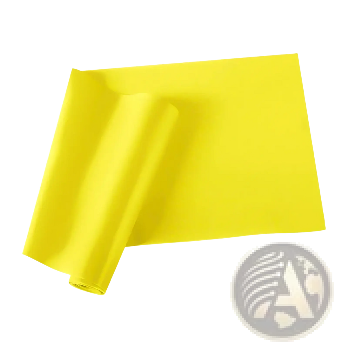 Bright yellow rubber resistance band 1500mm by 150mm for working out fitness exercise use