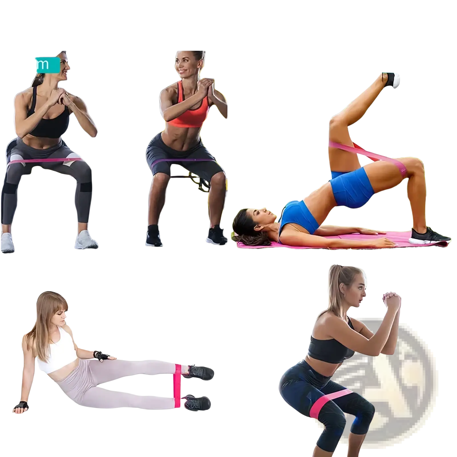 Pink resistance loop exercise bands 5 pack made of durable material for versatile fitness training use