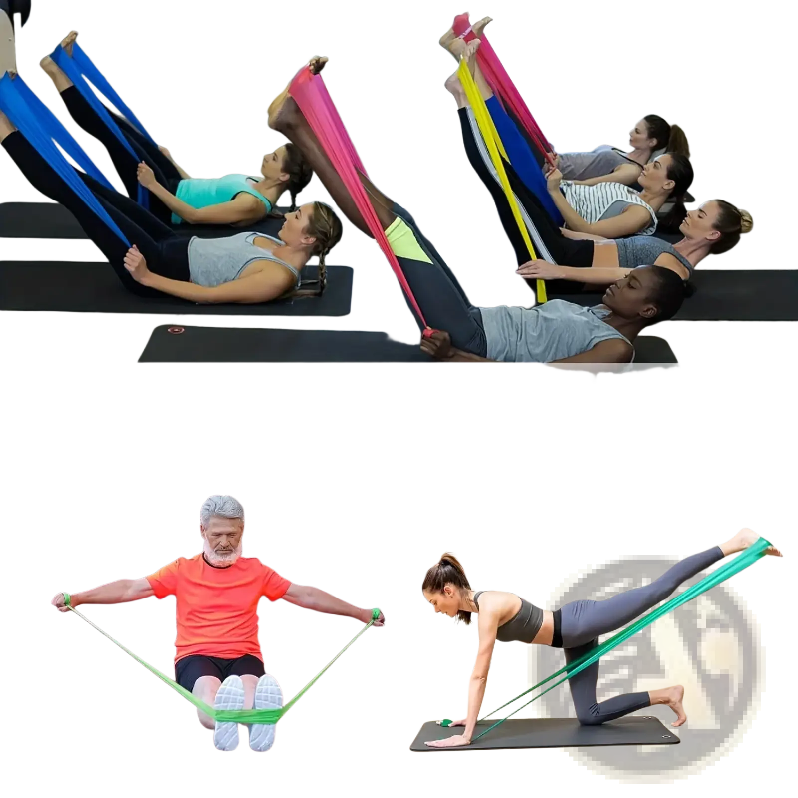 Colorful elastic resistance workout bands made of durable material for home gym or outdoor fitness use