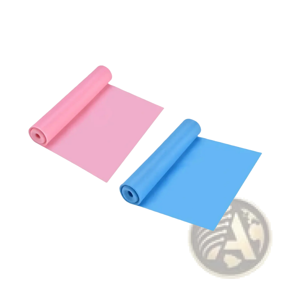 Resistance workout bands for home fitness in pink and blue smooth rubber material