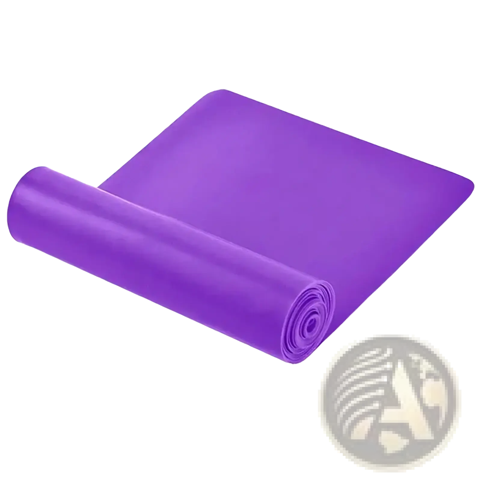 A vibrant purple resistance workout band made of smooth elastic material for home fitness exercises