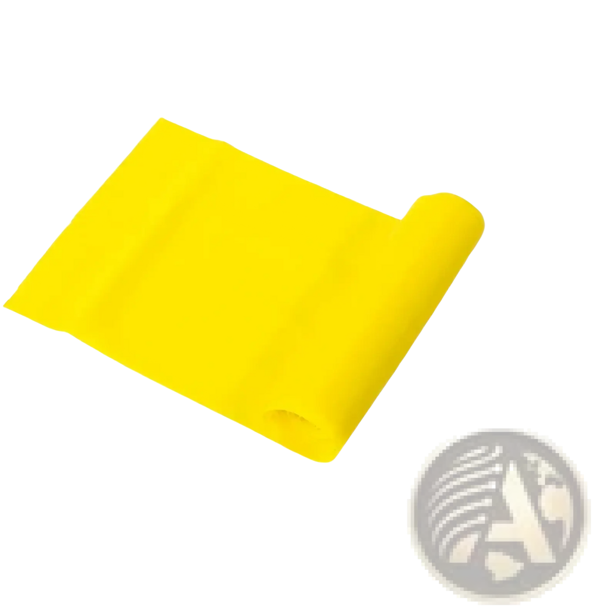 Bright yellow soft-textured yoga resistance band ideal for home fitness resistance workout exercises