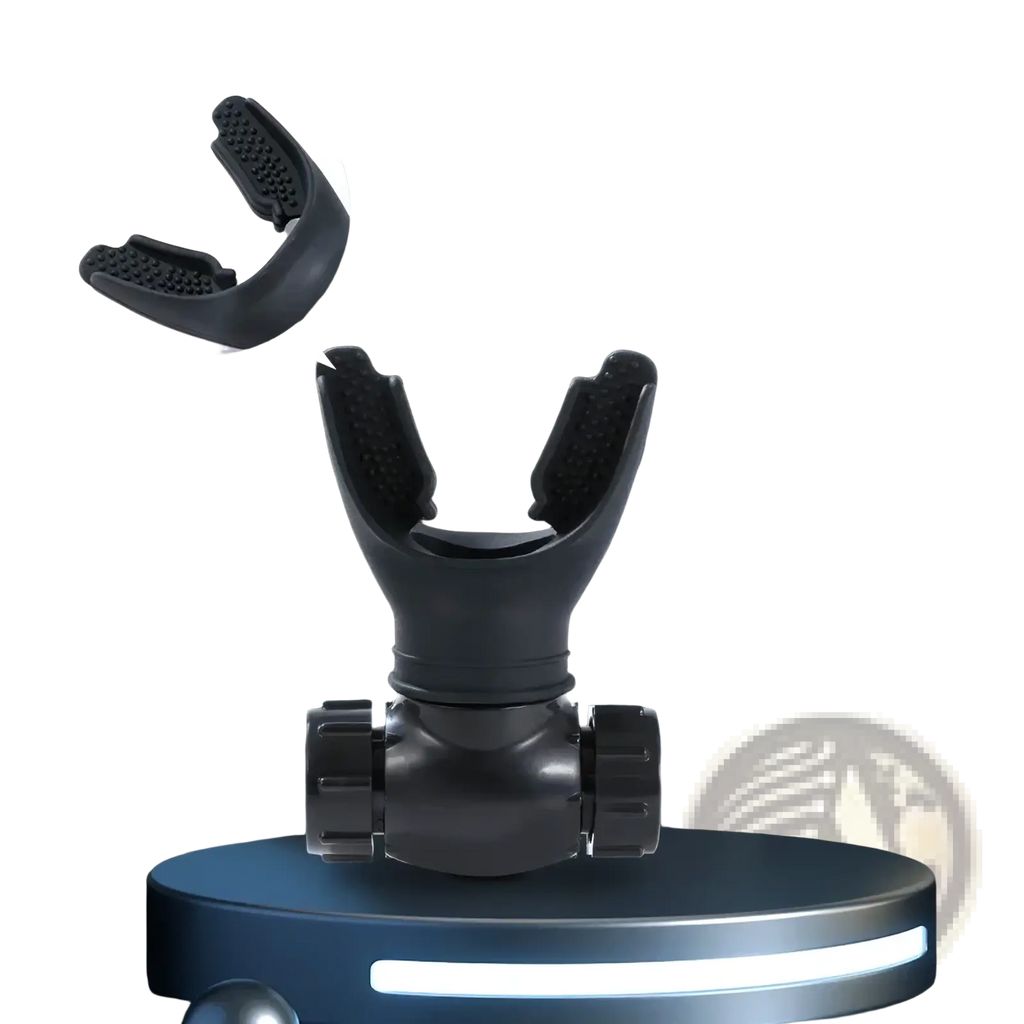 Black medical-grade silicone respiratory trainer lung fitness device bite with three-dimensional anti-slip particles for grip