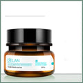 A sleek amber glass jar with a glossy black lid containing dielan retinol essence cream for anti-aging and firming