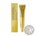 Golden tube of retinol firming cream gold booster shot for face and eyes with sleek metallic finish and matching box