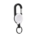 Black and white retractable carabiner keychain with heavy duty steel wire for secure and convenient key management