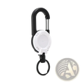Black and white retractable carabiner keychain with heavy duty steel wire for secure and convenient key management