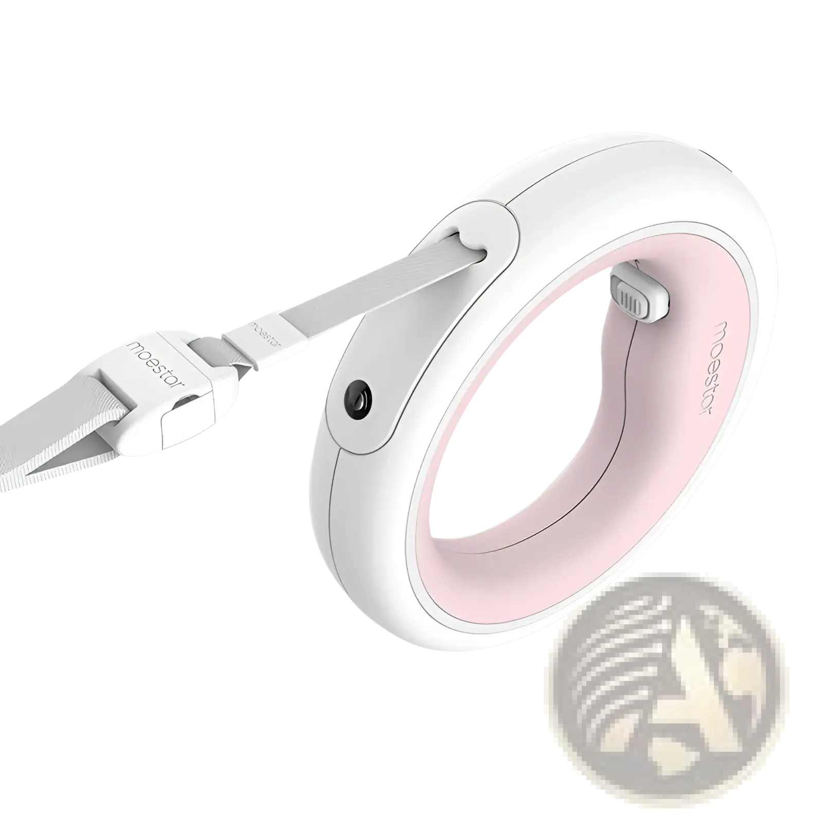 White and pink moestar retractable hands free dog leash with led light featuring a sleek modern design