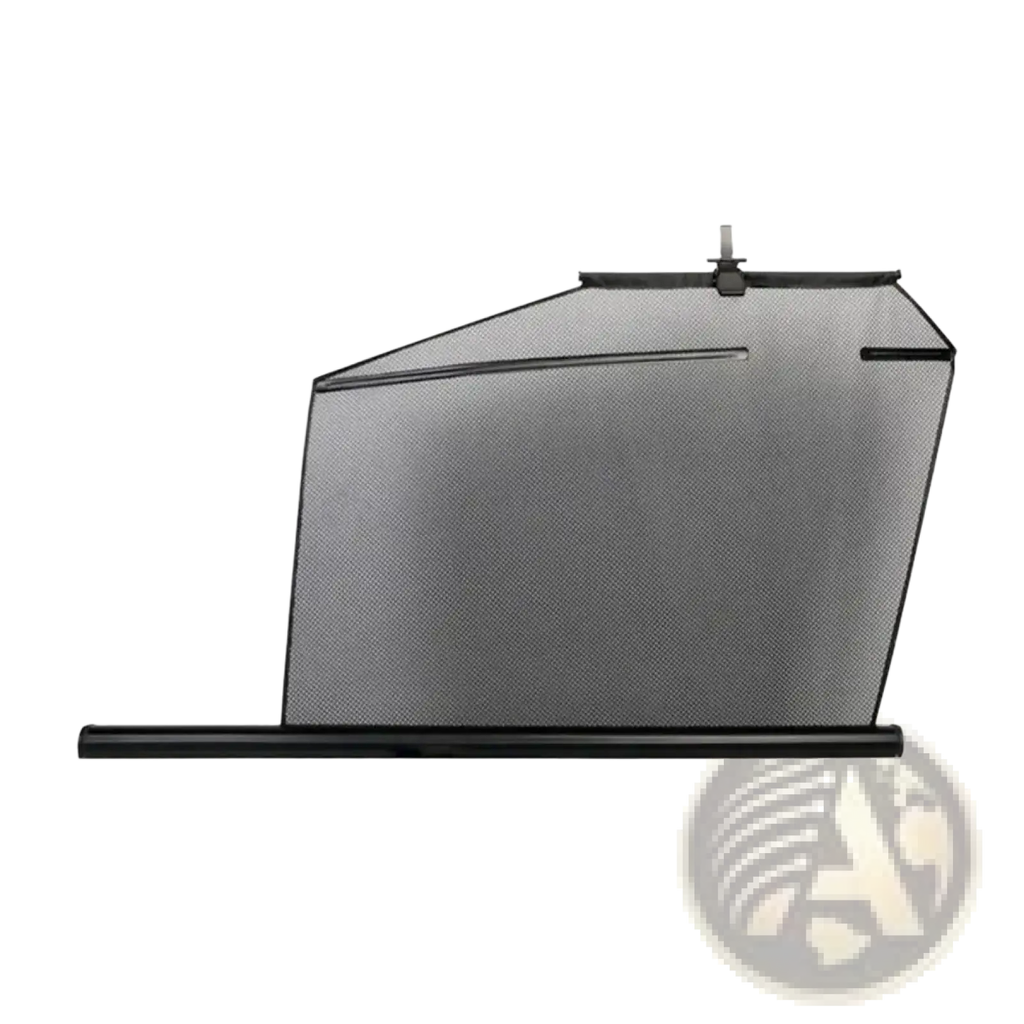 Retractable mesh car window sunshade with black mesh screen and sturdy frame for uv protection and modern style