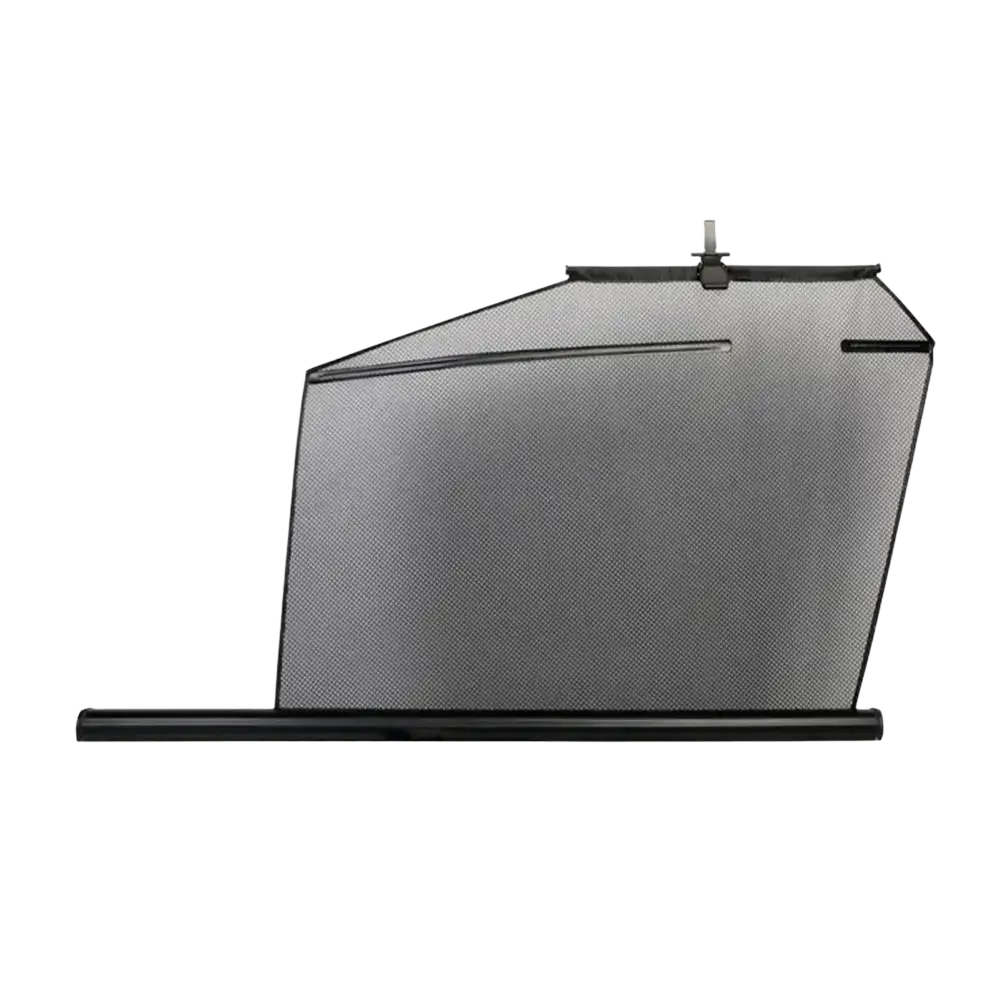 Retractable mesh car window sunshade with black mesh screen and sturdy frame for uv protection and modern style