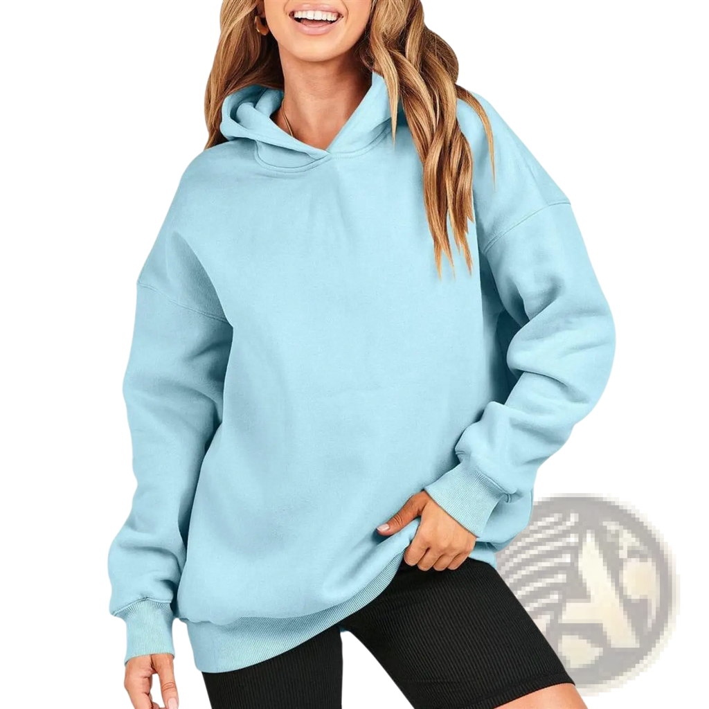 Light blue retro 3d tie dye oversized unisex pullover hoodie made of soft cozy fabric with ribbed cuffs