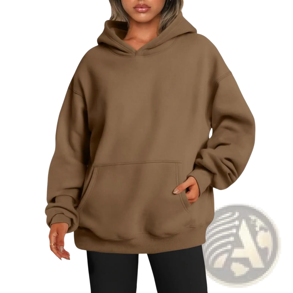 A cozy oversized brown unisex pullover hoodie with soft fabric and front pocket featuring retro 3d tie dye design