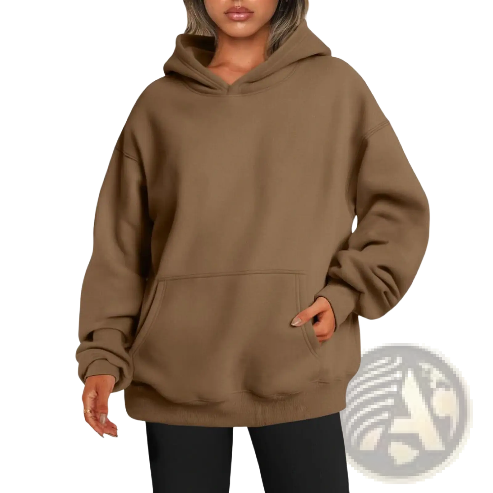 A cozy oversized brown unisex pullover hoodie with soft fabric and front pocket featuring retro 3d tie dye design