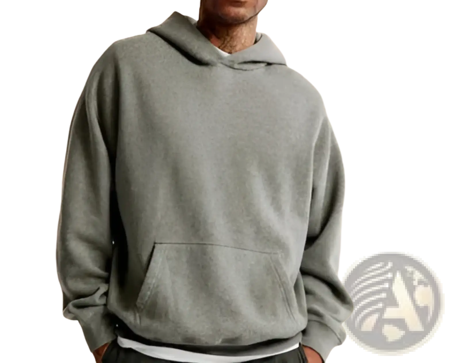 A soft heather gray retro 3d tie dye oversized unisex pullover hoodie with hood and front kangaroo pocket