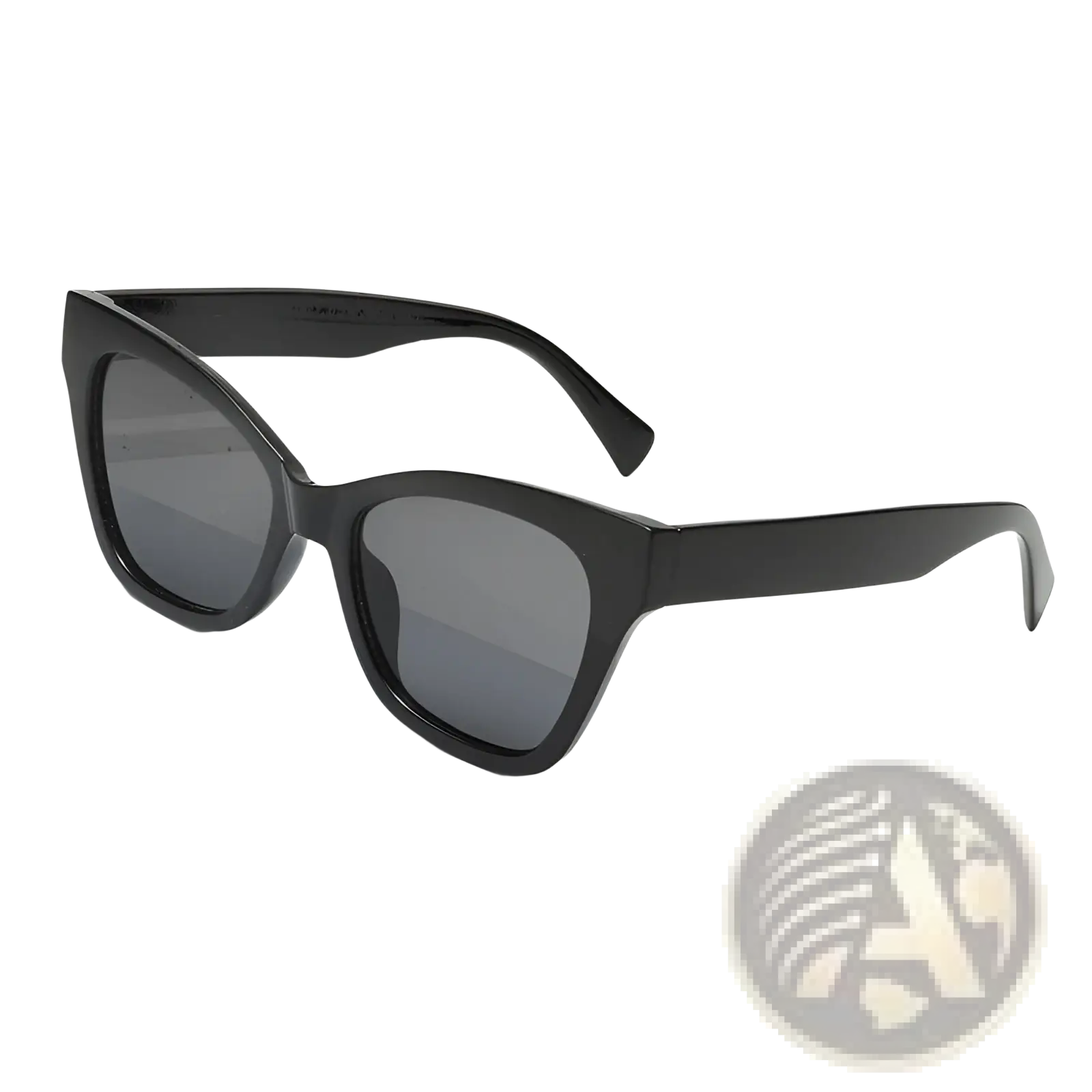 Black retro cat eye fashion sunglasses with uv protection featuring black matte frame and dark gray lenses