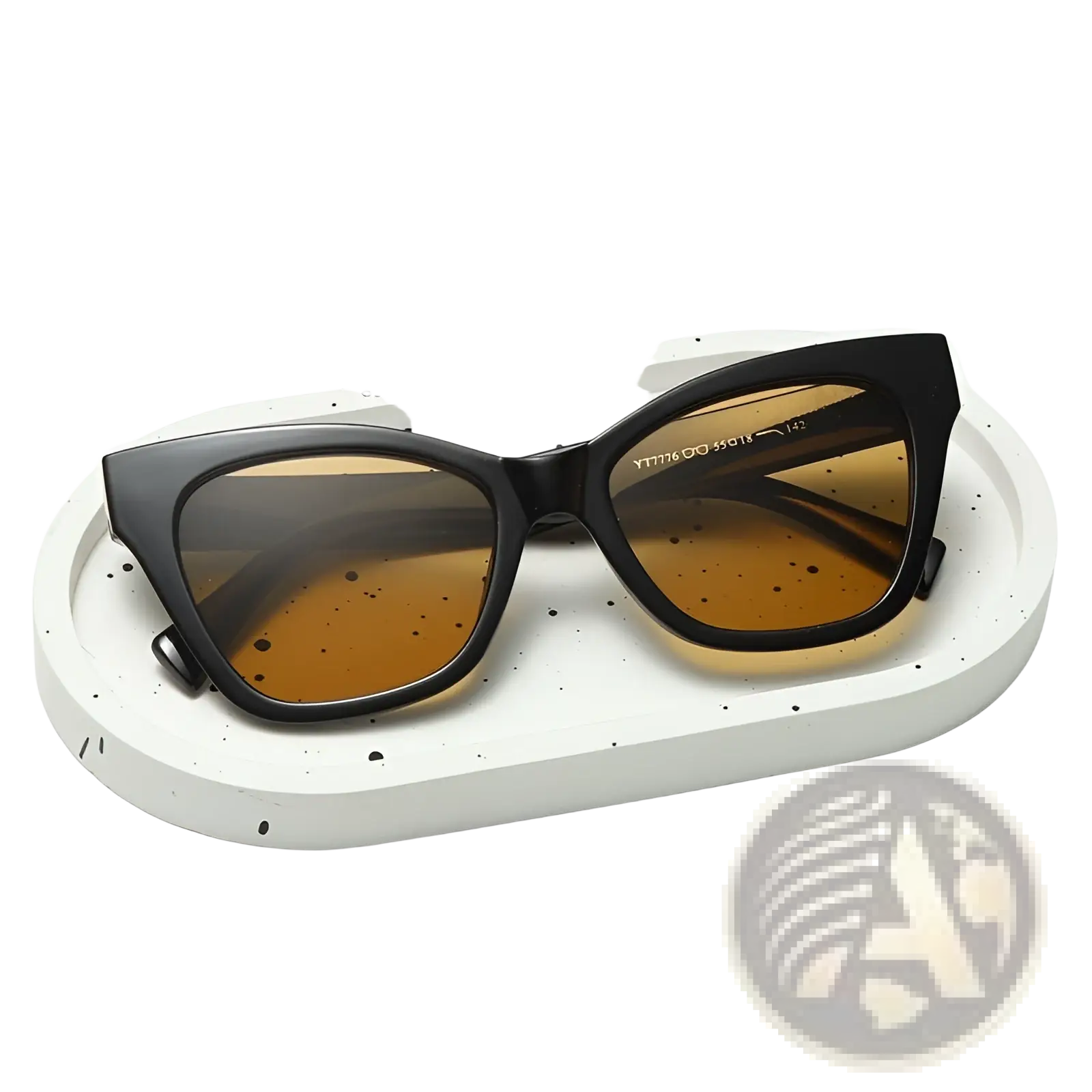 Black retro cat eye sunglasses with amber tinted lenses offering UV protection and stylish fashion appeal