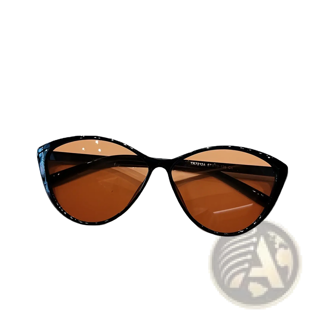 Black cat eye uv380 lightweight fashion sunglasses with amber tinted lenses for retro style and uv protection