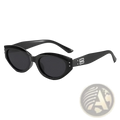 Black retro cat eye uv400 sunglasses with glossy frame and dark gray lenses for modern stylish protection