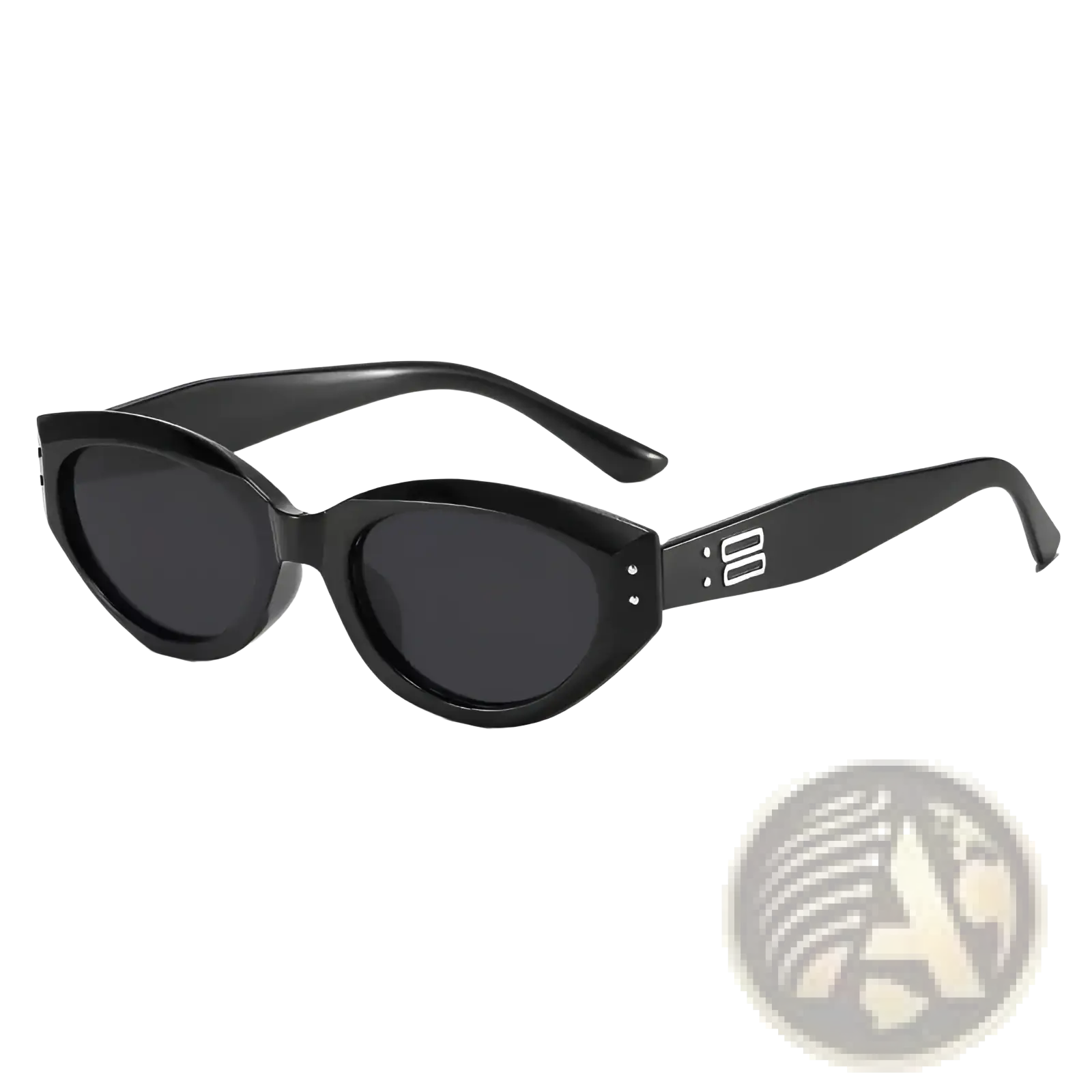 Black retro cat eye uv400 sunglasses with glossy frame and dark gray lenses for modern stylish protection