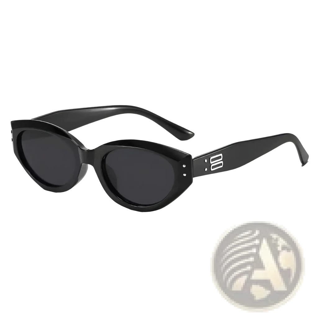 Black retro cat eye uv400 sunglasses with glossy modern frames and dark gray lenses for stylish sun protection