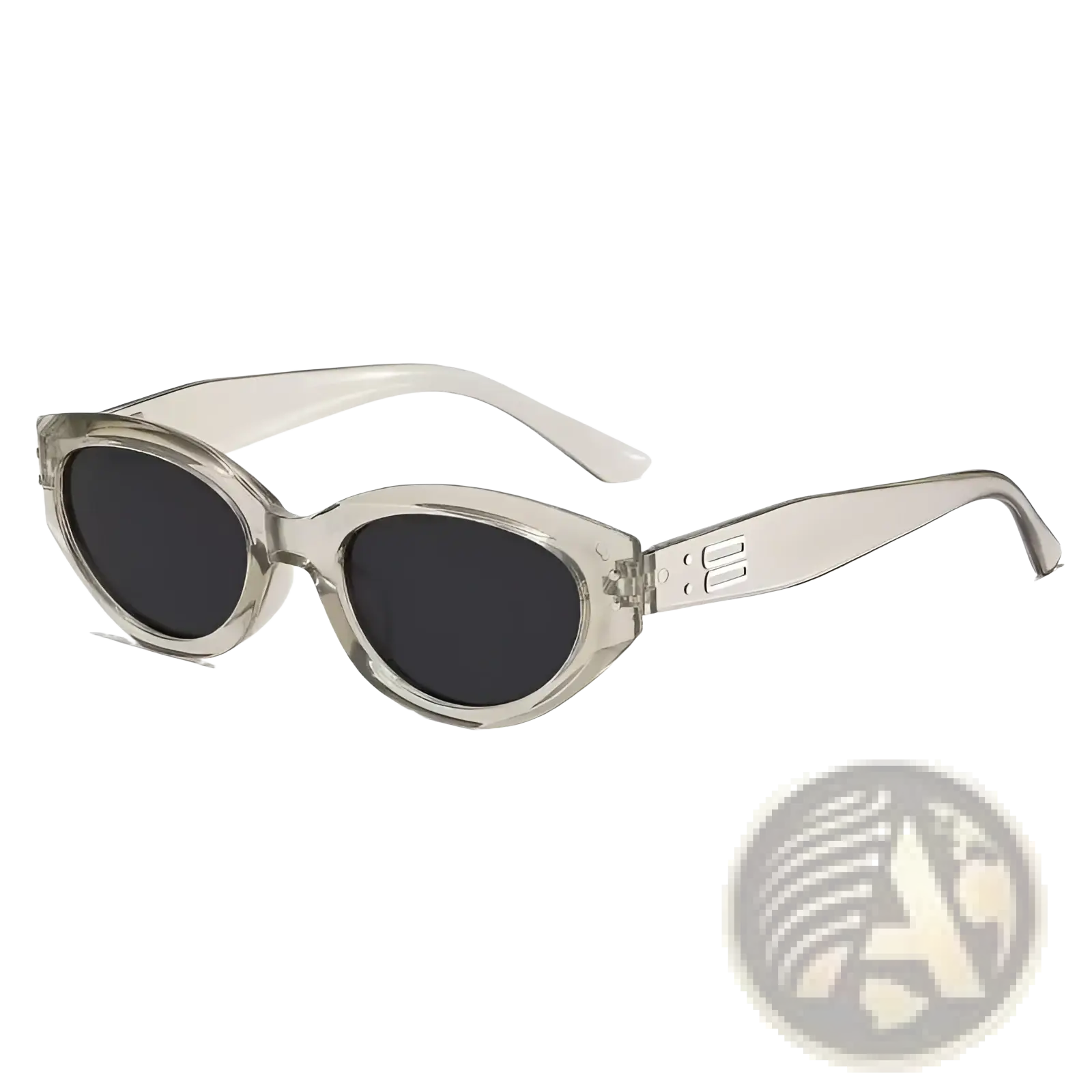 Retro cat eye uv400 sunglasses with clear acetate frames and dark gray lenses for stylish sun protection