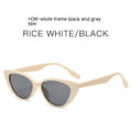 Off-white retro chic cat eye sunglasses with black and gray tinted lenses for stylish sun protection
