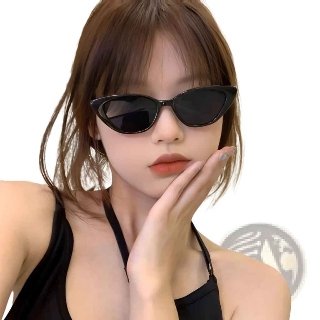 Black retro chic cat eye sunglasses with tinted dark lenses for stylish sun protection