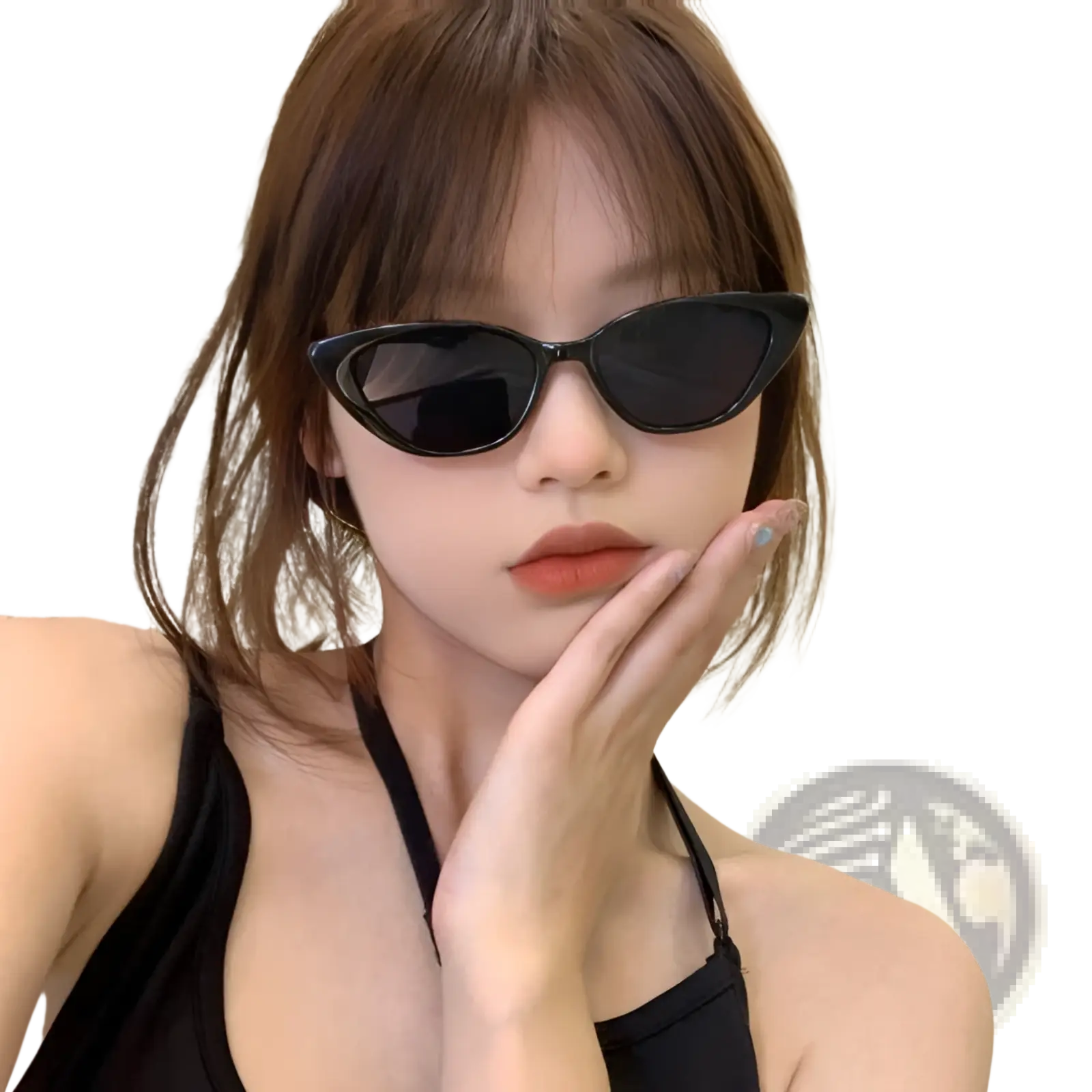 Black retro chic cat eye sunglasses with tinted dark lenses for stylish sun protection