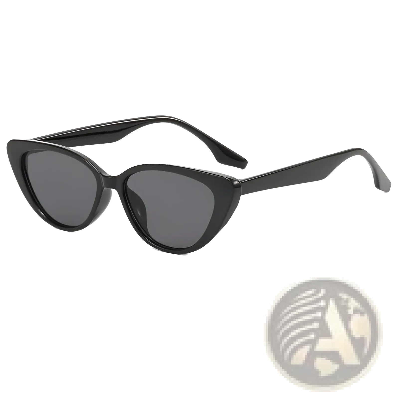 Black cat eye sunglasses with glossy frame and dark gray tinted lenses for a retro chic look