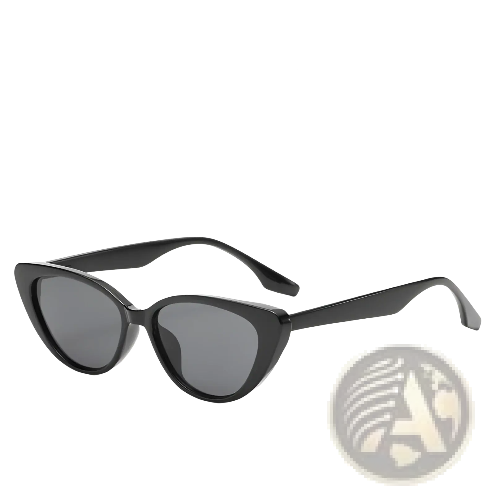 Retro chic cat eye sunglasses with black glossy frame and gray tinted lenses for stylish sun protection