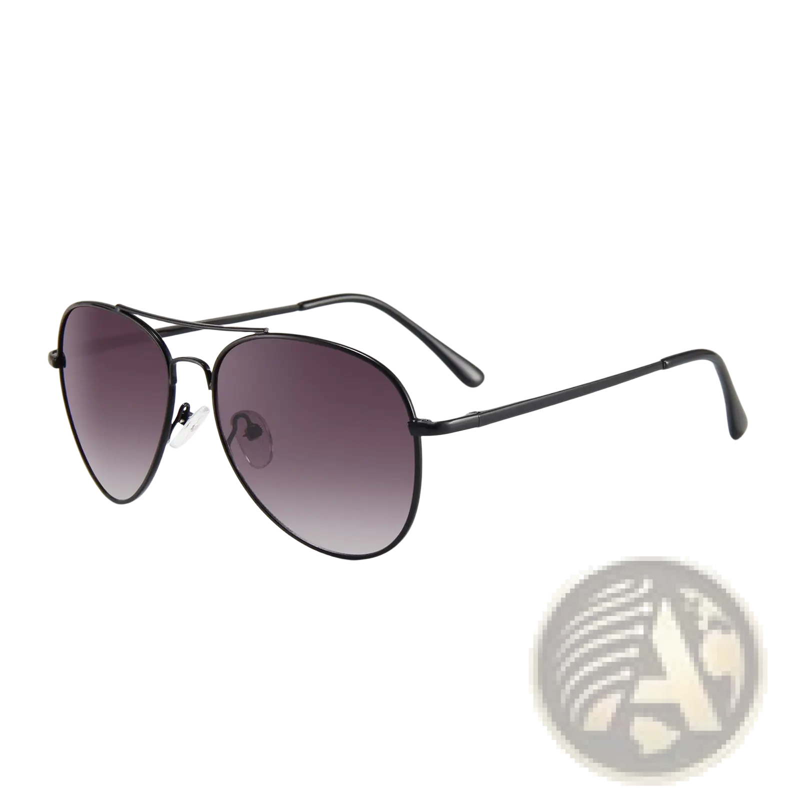 Black metal aviator sunglasses with uv400 gradient gray lenses for retro style and sun protection