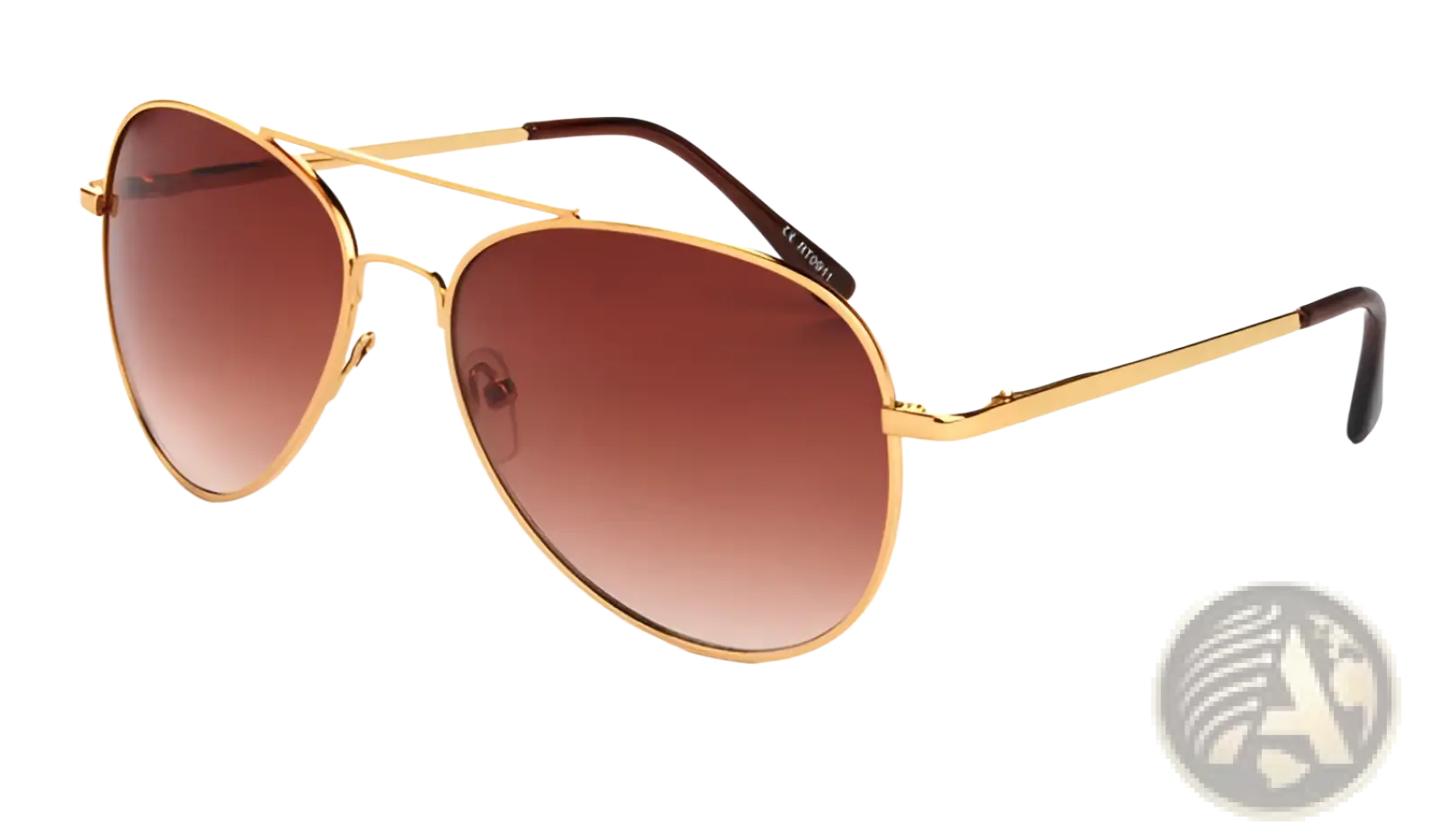 Gold-framed retro metal aviator sunglasses with brown uv400 gradient lenses suitable for sun protection