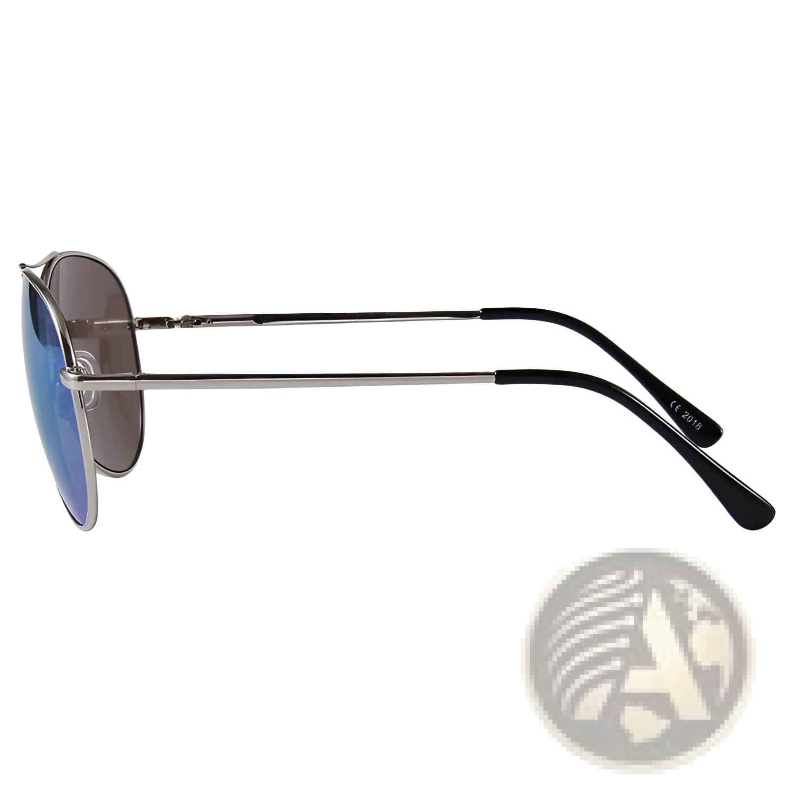 Silver-framed retro metal aviator sunglasses with uv400 blue gradient lenses and black temple tips