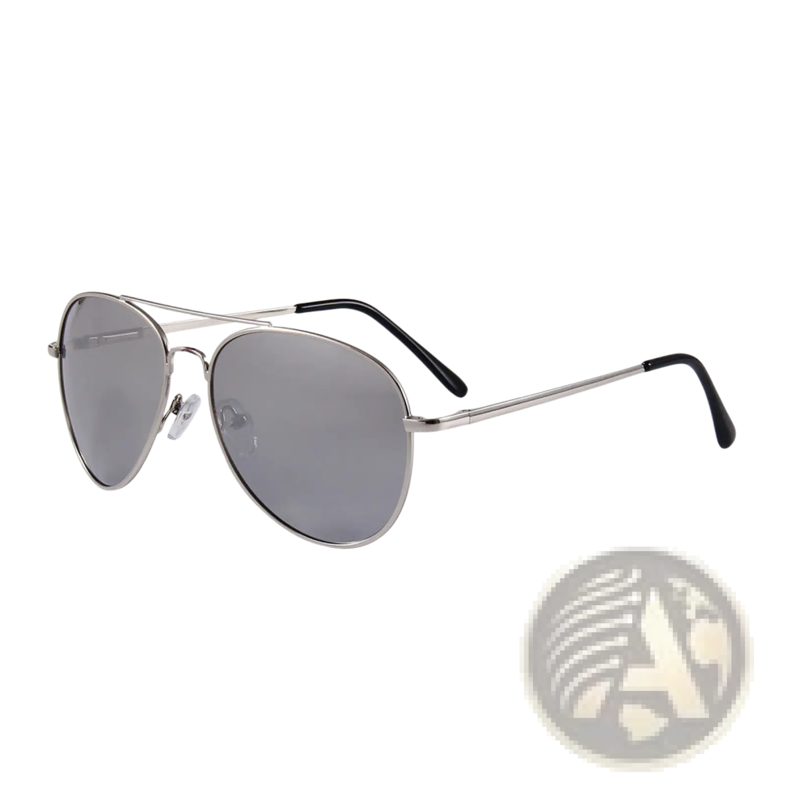 Silver retro metal aviator sunglasses with uv400 mirrored gray gradient lenses and black temple tips