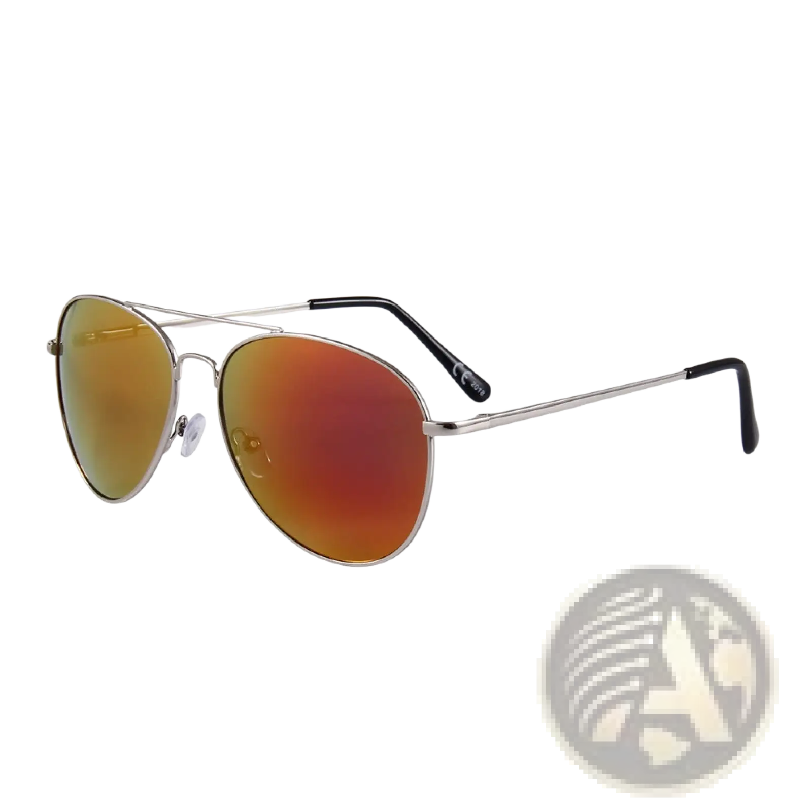 Retro metal aviator sunglasses with uv400 gradient orange-to-red mirrored lenses and metallic silver frame