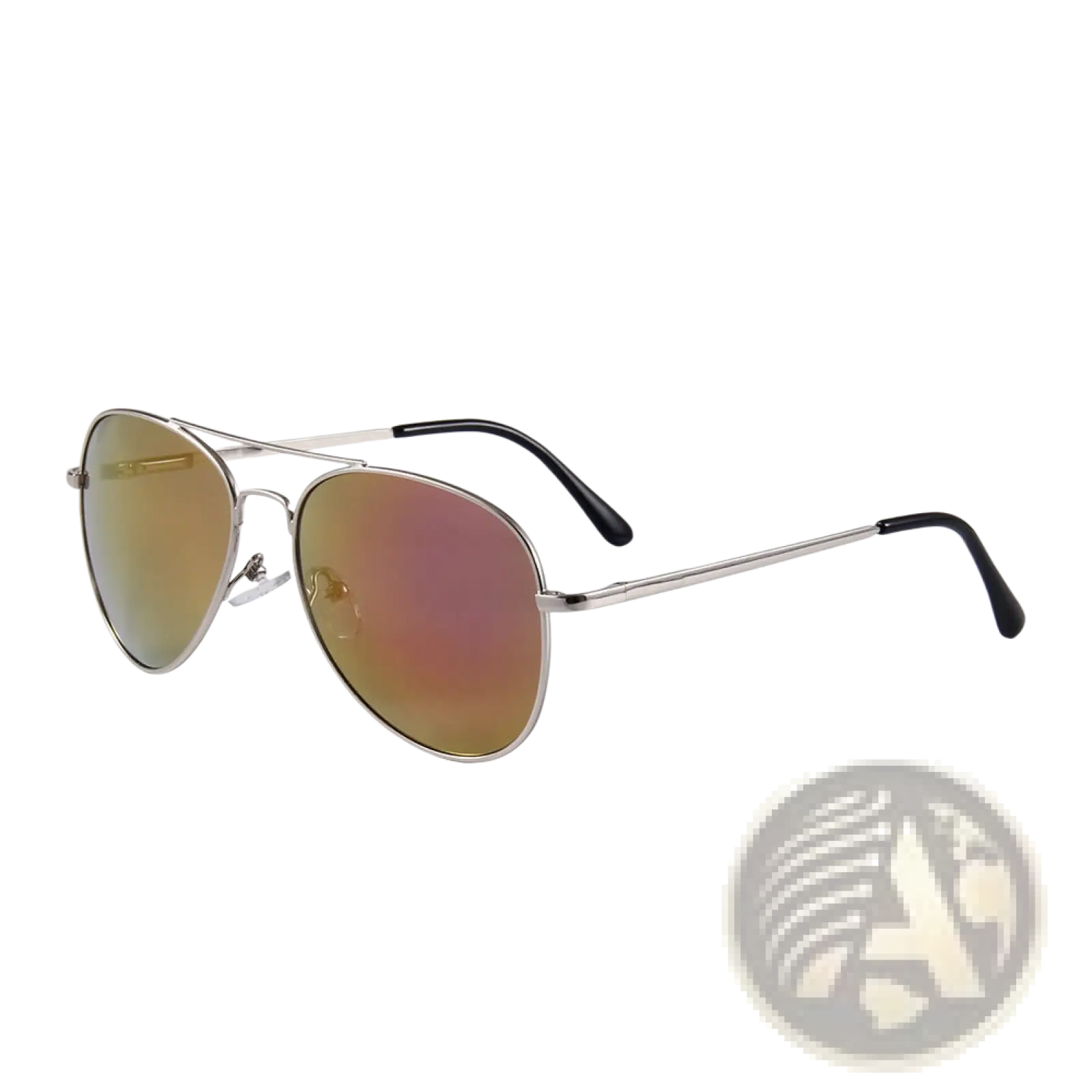 Silver retro metal aviator sunglasses with uv400 gradient lenses shifting from gold to rose mirrored tint