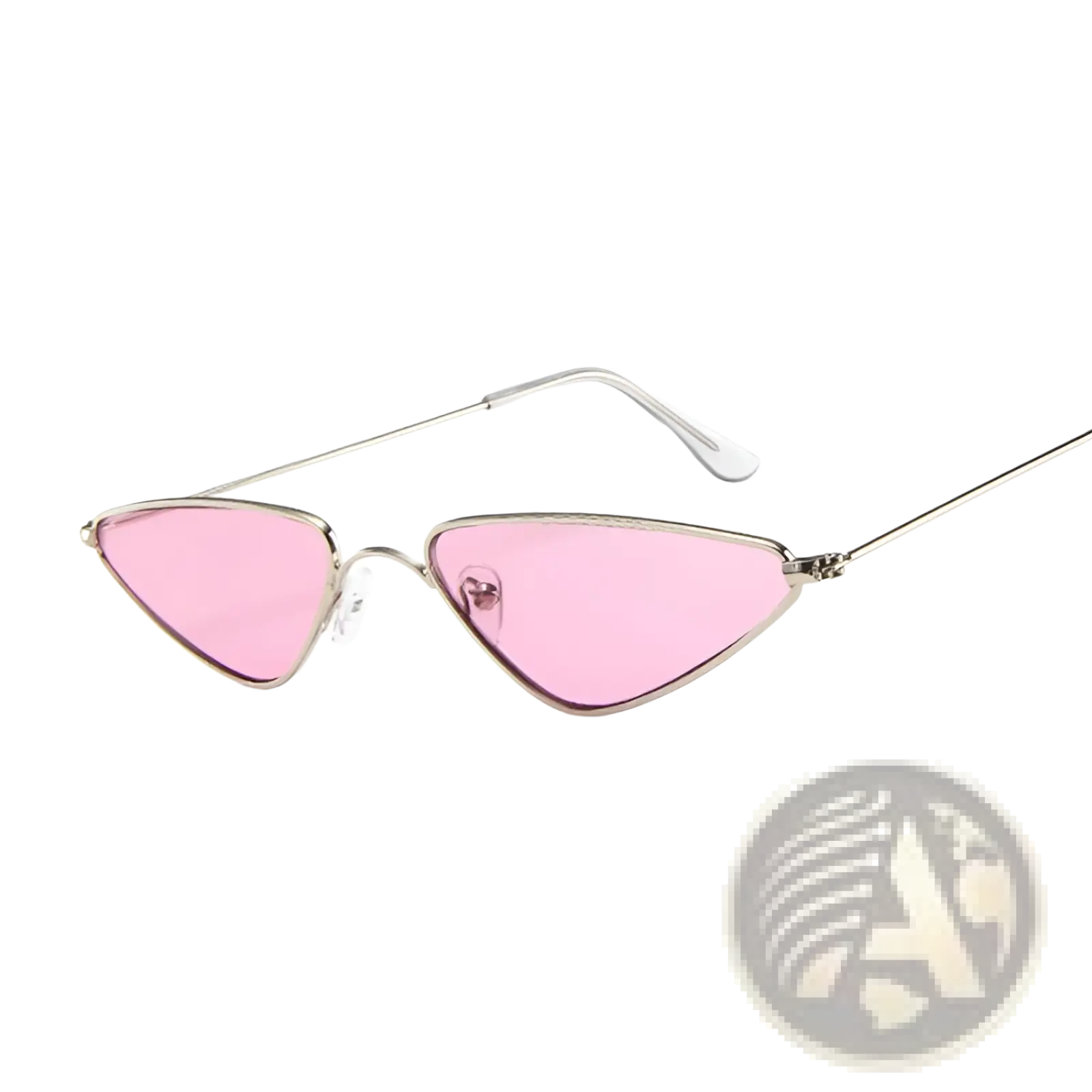Pink metal cat eye triangle sunglasses with sleek silver frame showcasing a retro stylish design