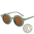 Retro round dog sunglasses featuring mint green round frames and brown lenses for stylish sun protection