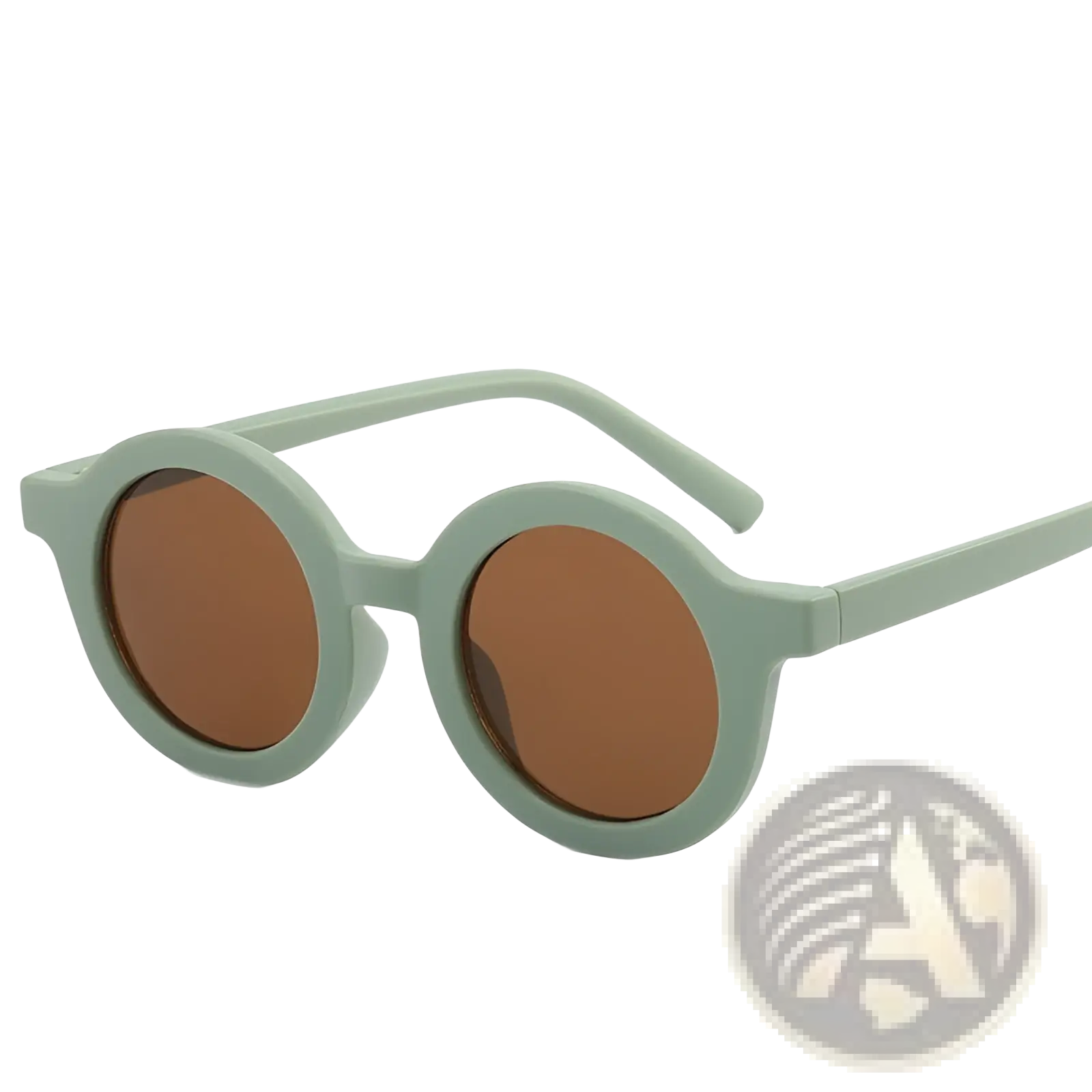Retro round dog sunglasses featuring mint green round frames and brown lenses for stylish sun protection
