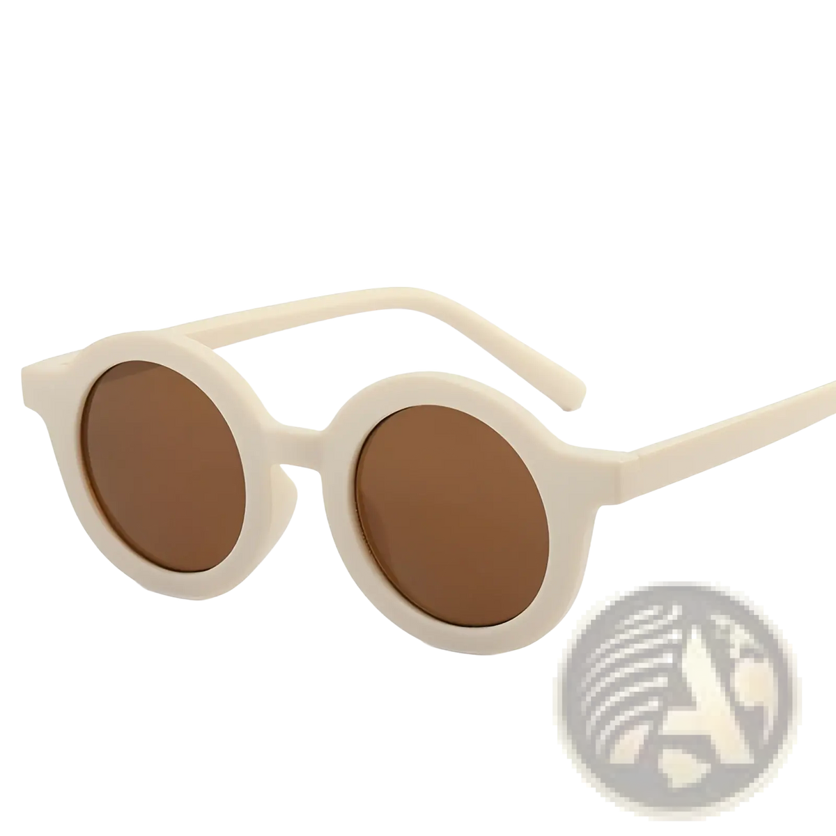 Beige-framed retro round dog sunglasses with brown lenses and orange frame for stylish sun protection
