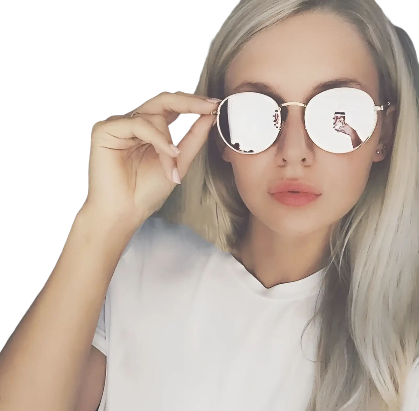 Retro round gold metal sunglasses with silver reflective frames and mirrored lenses for stylish sun protection